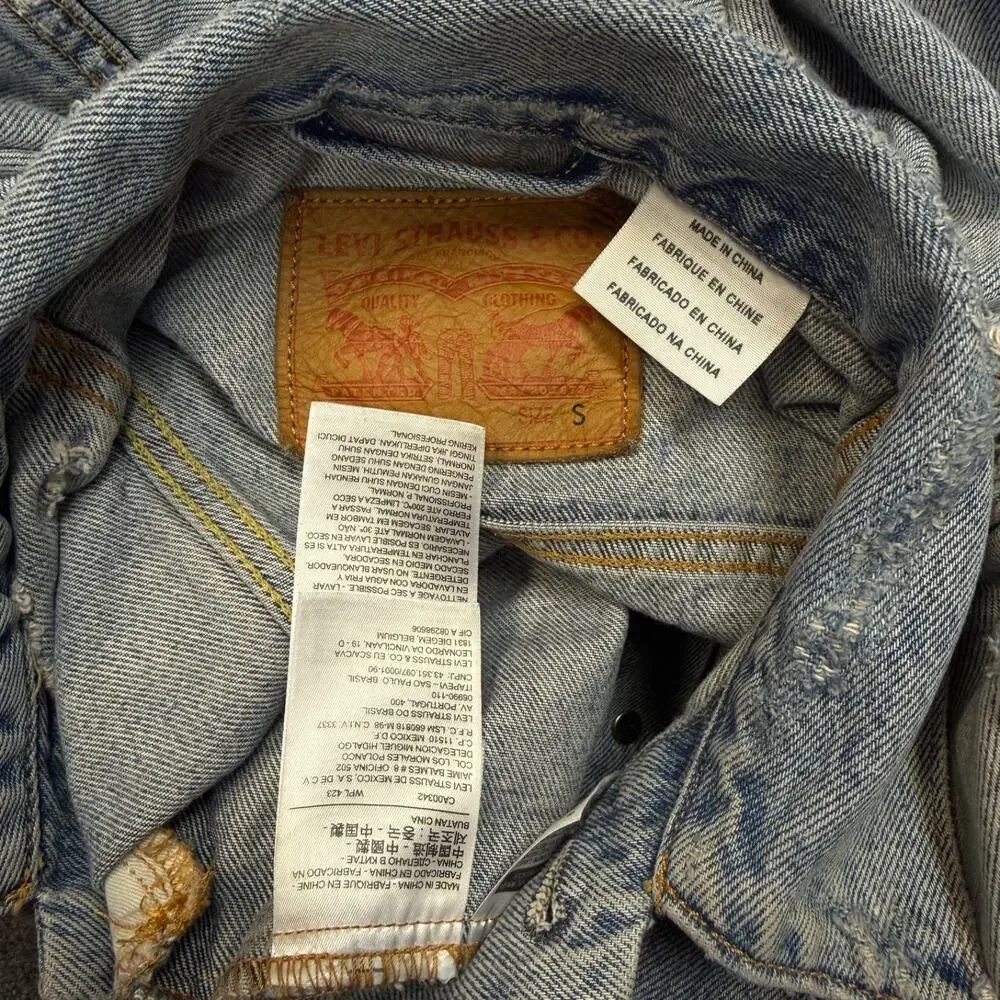 Levi’s S men’s blue denim distressed light jacket bomber